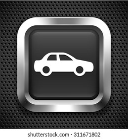 Sedan Car on Black Square Button