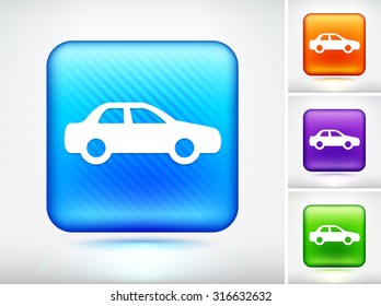 Sedan Car on Blue Square Button