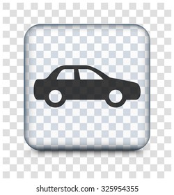 Sedan Car on Transparent Square Button