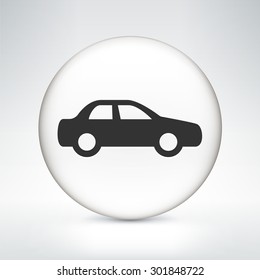 Sedan Car on White Round Button