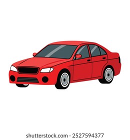 Sedan car red colored vector illustration design