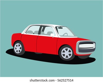 Sedan car red realistic vector illustration isolated
