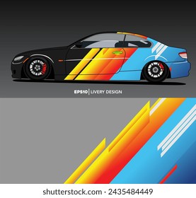 Sedan Car side strip sticker Sporty design. Auto vinyl decal template. Suitable for printing or cutting.