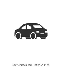 Sedan car side view, solid icon. Standard passenger vehicle for daily use.