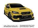 sedan car sport modify style electric 3d art modern concept design vector isolated model template white background yellow
