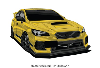 sedan car sport modify style electric 3d art modern concept design vector isolated model template white background yellow
