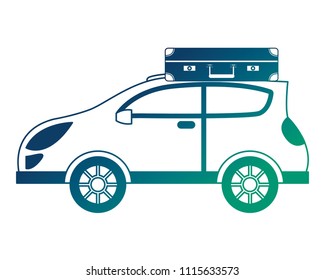 sedan car with suitcase