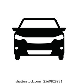 Sedan car, vehicle or automobile front view flat vector icon for apps and websites, the color can be changed