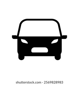 Sedan car, vehicle or automobile front view flat vector icon for apps and websites, the color can be changed