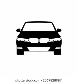 Sedan car, vehicle or automobile front view flat vector icon for apps and websites, the color can be changed