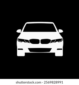 Sedan car, vehicle or automobile front view flat vector icon for apps and websites, the color can be changed