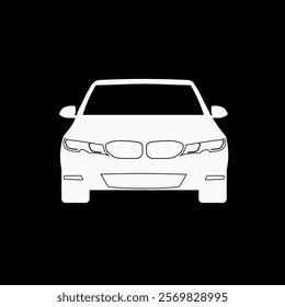 Sedan car, vehicle or automobile front view flat vector icon for apps and websites, the color can be changed