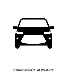 Sedan car, vehicle or automobile front view flat vector icon for apps and websites, the color can be changed