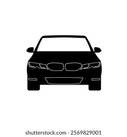 Sedan car, vehicle or automobile front view flat vector icon for apps and websites, the color can be changed