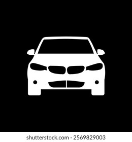 Sedan car, vehicle or automobile front view flat vector icon for apps and websites, the color can be changed