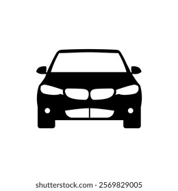 Sedan car, vehicle or automobile front view flat vector icon for apps and websites, the color can be changed