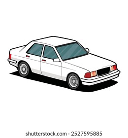 Diseño de Ilustración vectorial de color blanco del coche del sedán