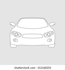 Sedan car wireframe front view. White fill in separate layer.