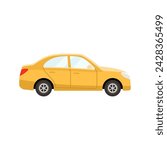 Sedan car yellow coloured flat style vector illustration