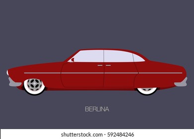 sedan classic car, side view of car, automobile, flat styled