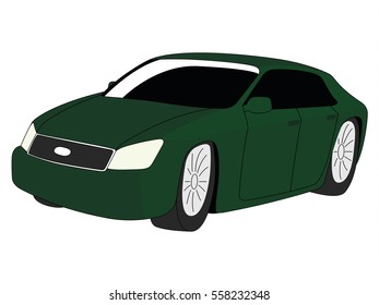 Sedan green vector illustration isolated