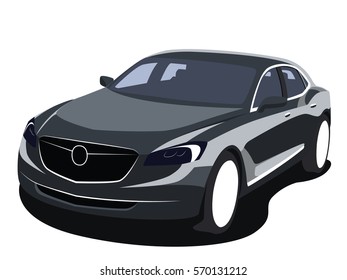 Sedan grey realistic vector illustration isolated