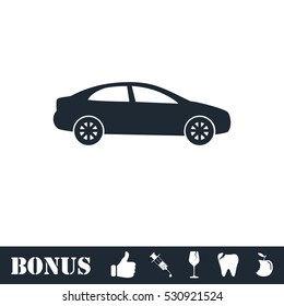 Sedan icon flat. Vector illustration symbol and bonus pictogram