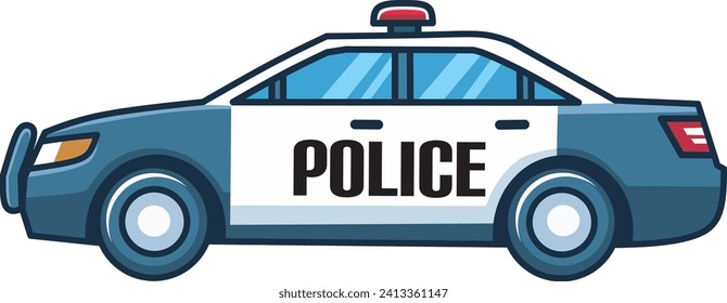 Sedan police car, vector illustration in minimalist design