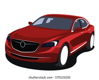 Sedan red realistic vector illustration isolated