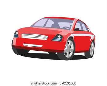 Sedan red realistic vector illustration isolated