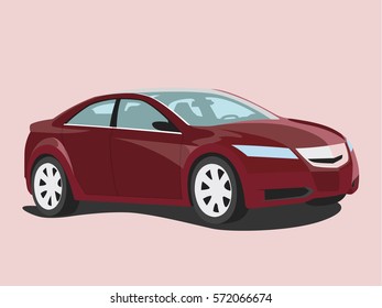 Sedan red realistic vector illustration isolated