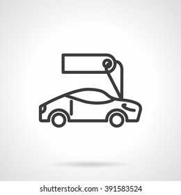 Sedan Sport Car With Blank Price Label. Automobiles For Sale And Rent. Car Business. Simple Black Line Vector Icon. Single Element For Web Design, Mobile App.