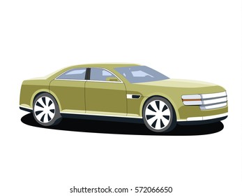 Sedan yellow realistic vector illustration isolated no background