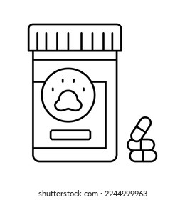 medicamentos sedativos para mascotas línea vector. medicamentos sedantes para mascotas. símbolo de contorno aislado ilustración negra