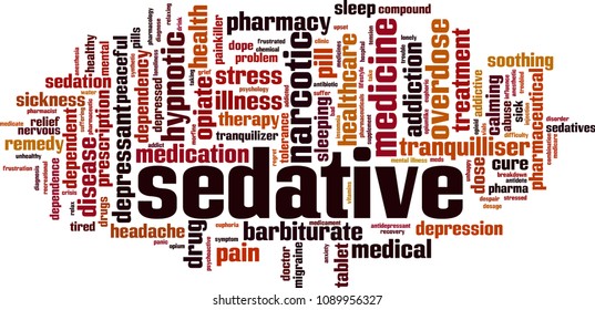 Sedative word cloud concept. Vector illustration