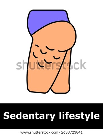 Sedentary icon. Cellulite on thighs as effect of prolonged sitting and reduced circulation.