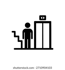 Icono Sedentario Del Uso Del Elevador Del Estilo De Vida Aislado En El Fondo Blanco
