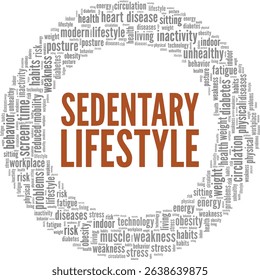 Sedentary Lifestyle word cloud conceptual design isolated on white background.