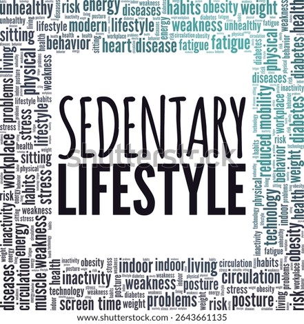 Sedentary Lifestyle word cloud conceptual design isolated on white background.