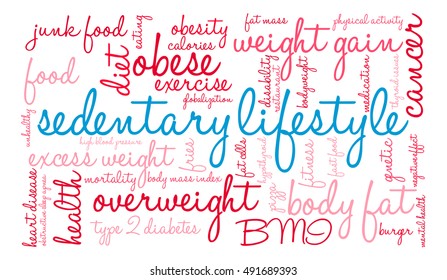 Sedentary Lifestyle Word Cloud On White Stock Vector (Royalty Free ...