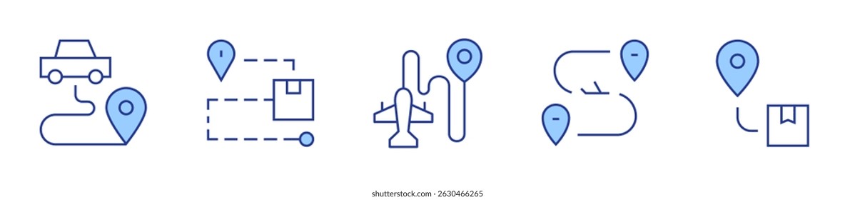 sedentary, route, destination. Destination Icon vector illustration. Line Duotone style. Editable stroke.