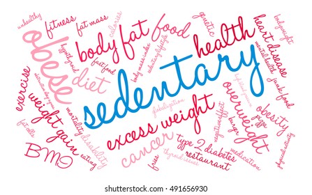 Sedentary Word Cloud On White Background Stock Vector (Royalty Free ...