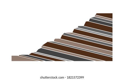 Pendiente de roca sedimentaria. Sección transversal geológica.