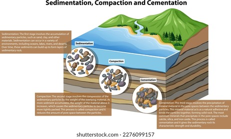 Composición de sedimentación e ilustración de cementación