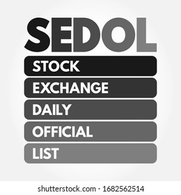 SEDOL - Stock Exchange Daily Official List acronym, business concept background