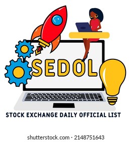 SEDOL - Stock Exchange Daily Official List acronym. business concept background. vector illustration concept with keywords and icons. lettering illustration with icons for web banner, flyer, landing 