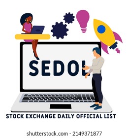 SEDOL - Stock Exchange Daily Official List acronym. business concept background. vector illustration concept with keywords and icons. lettering illustration with icons for web banner, flyer, landing 