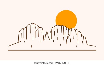 Sedona Arizona Landmark in mono line illustration