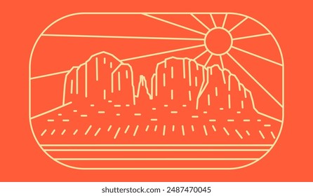 Sedona Arizona Landmark mono line design for t shirt badge patch sticker illustration