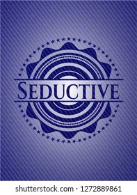 Seductive badge with denim background